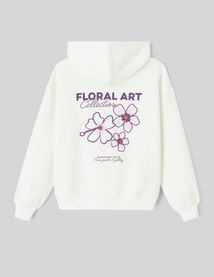 Sweat col capuche imprim&eacute; devant/dos