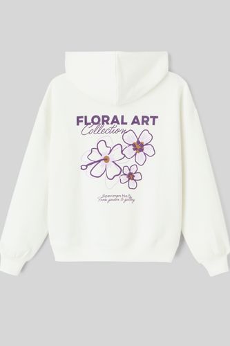 Sweat col capuche imprim&eacute; devant/dos