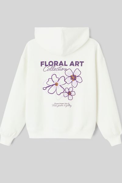 Sweat col capuche imprimé devant/dos