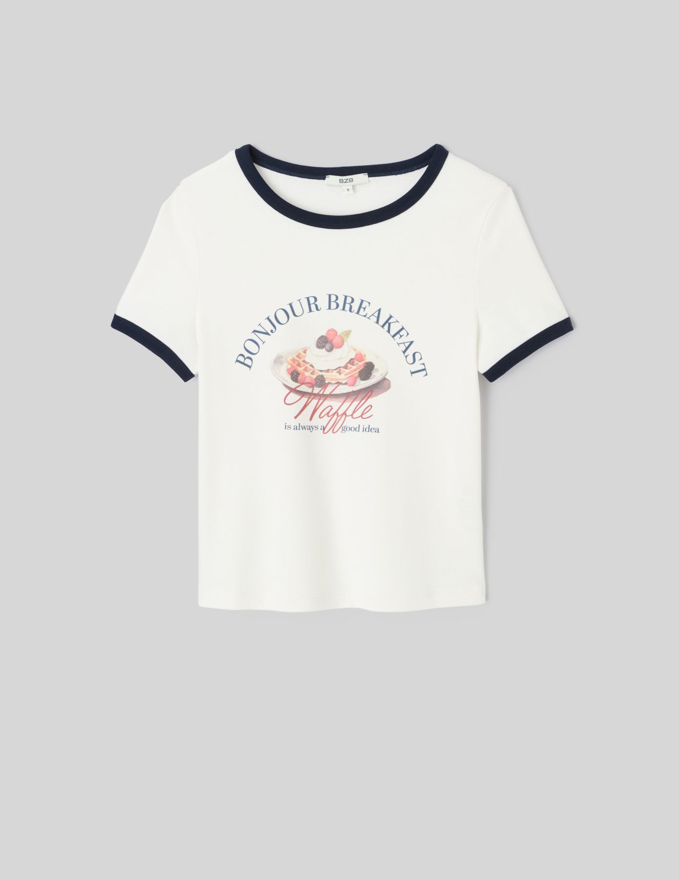 T-shirt imprim&eacute; &agrave; bords contrast&eacute;s