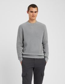 Pull col rond maille c&ocirc;tel&eacute;e