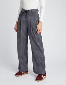 Pantalon tailleur à pinces rayé en polyester recyc