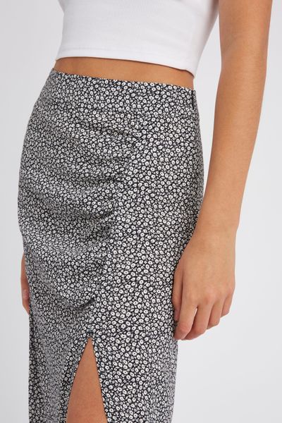 Jupe longue imprim&eacute;e &agrave; fronces