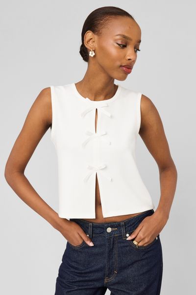 Top sans manches &agrave; n&oelig;uds