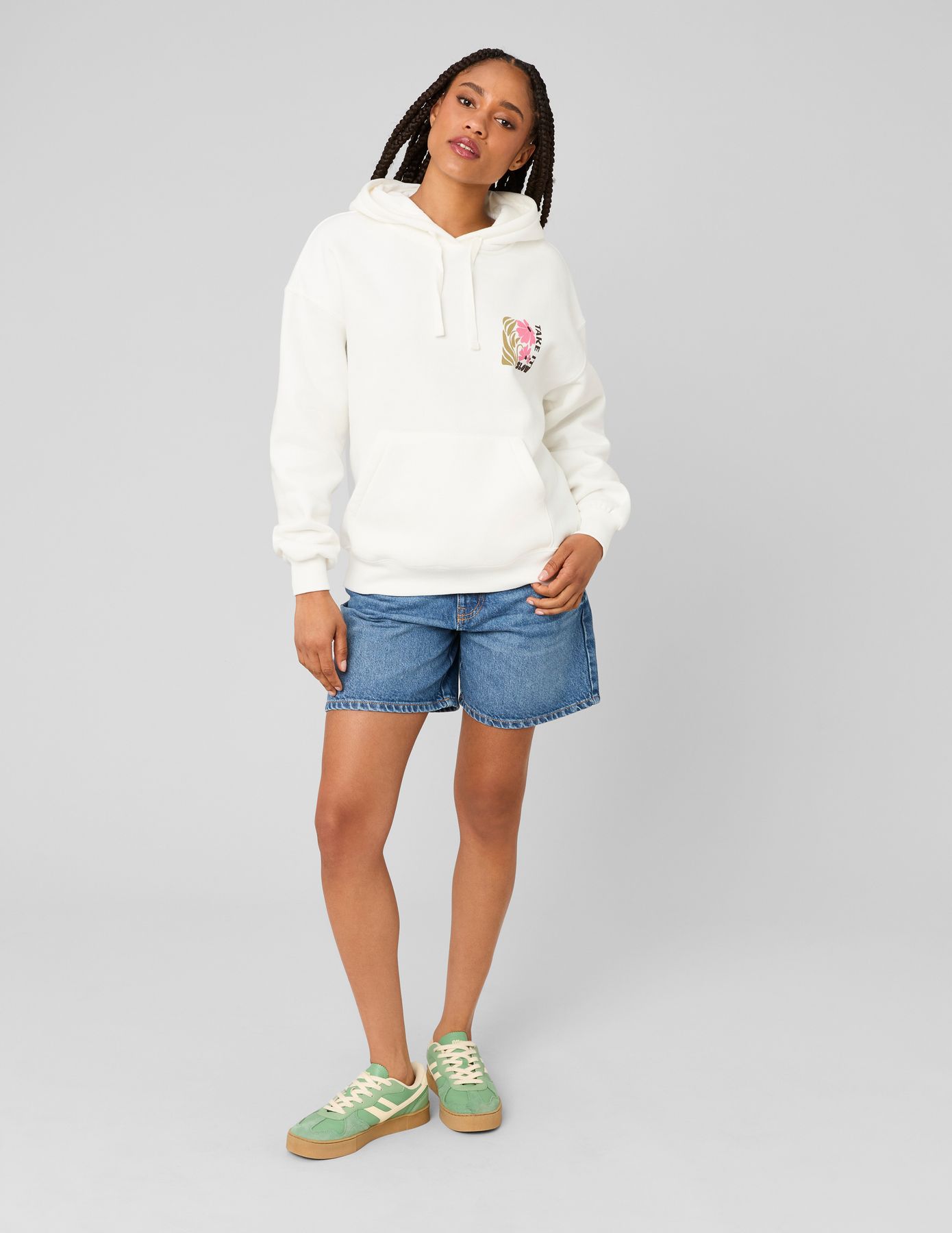 Sweat col capuche imprim&eacute; devant / dos