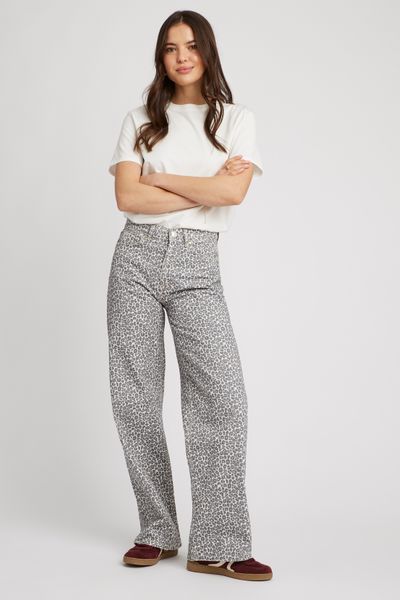 Jean wide leg imprimé léopard