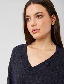 Pull col V pailleté