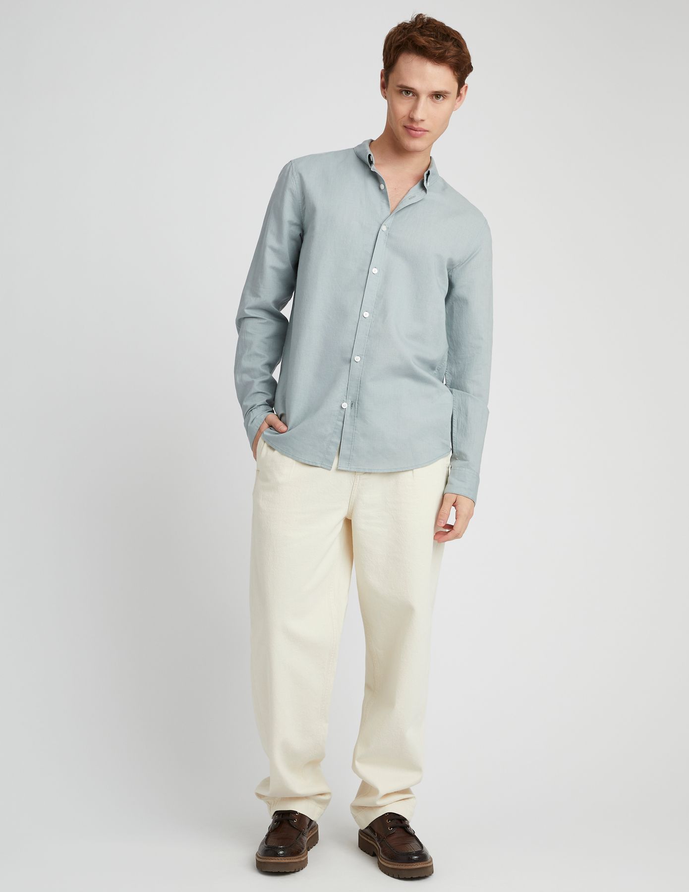 Chemise coton lin unie