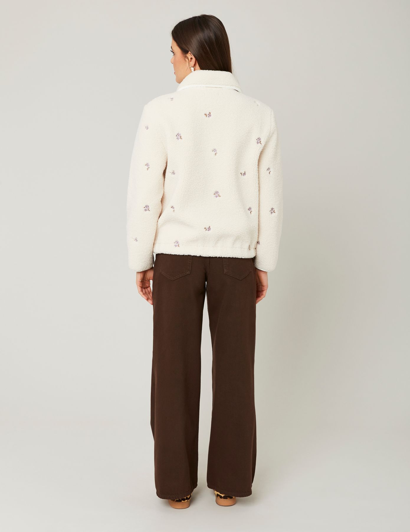 Blouson sherpa brodé