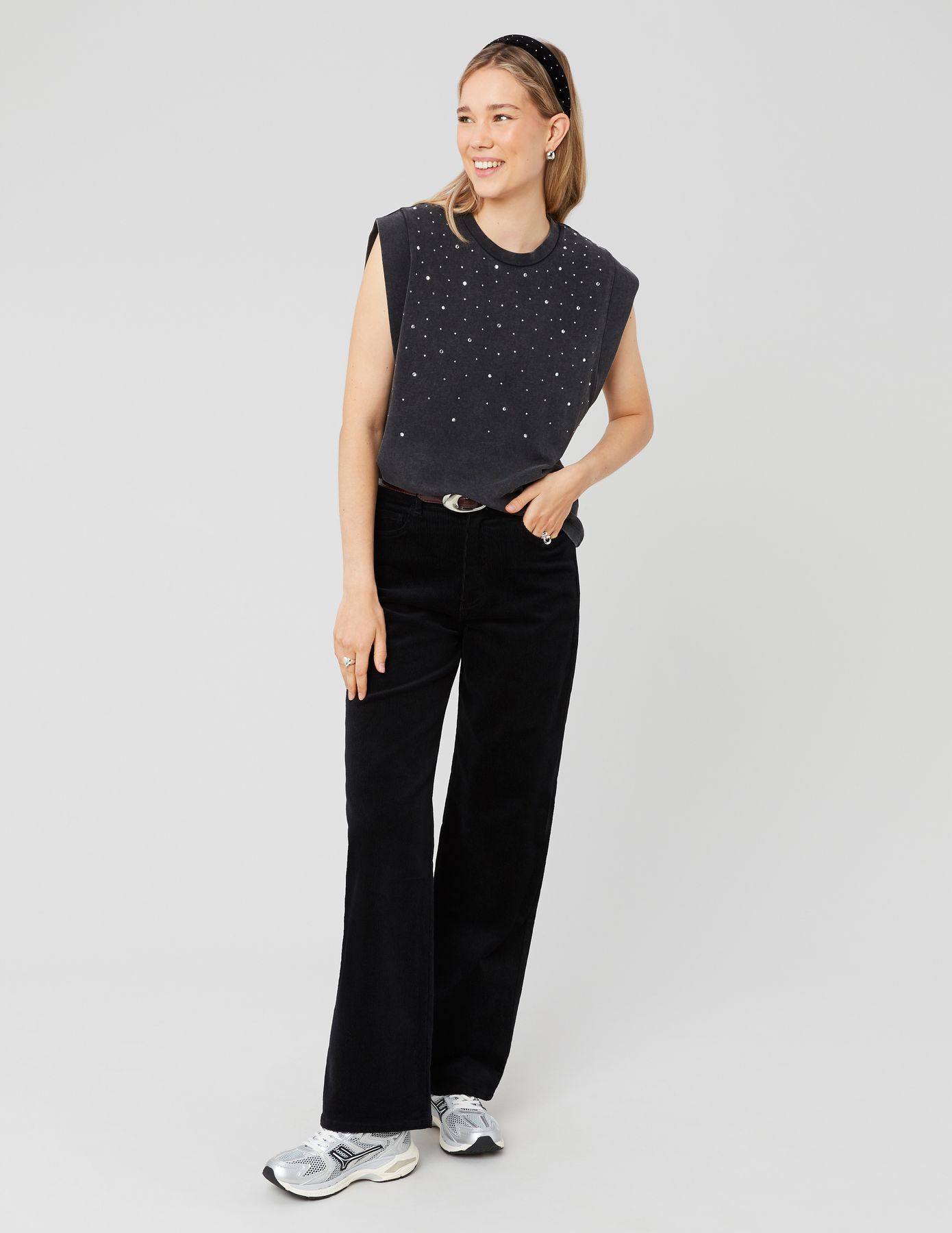 Pantalon straight velours