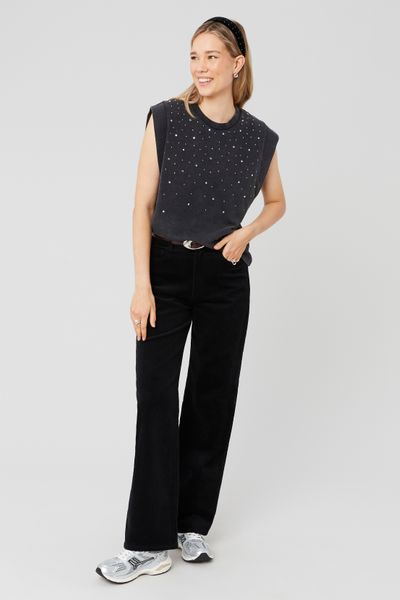 Pantalon straight velours