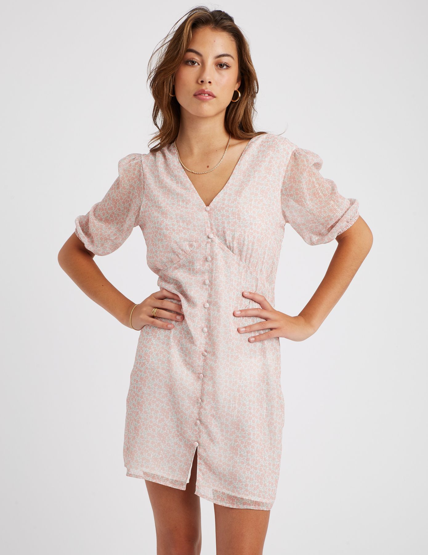 Robe courte imprimée en polyester recyclé