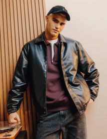 Blouson zippé en tissu enduit