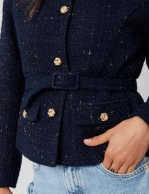 Veste en tweed à ceinture