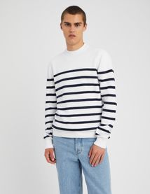 Pull col rond marinière