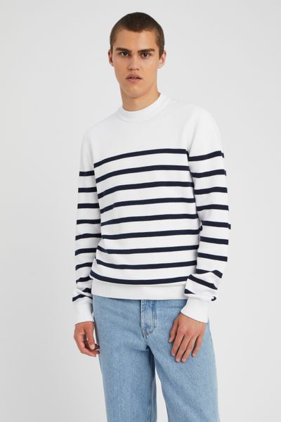 Pull col rond marinière