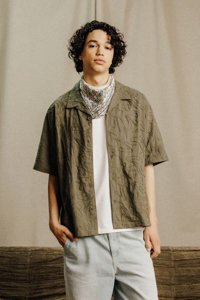 Chemise manches courtes brodée