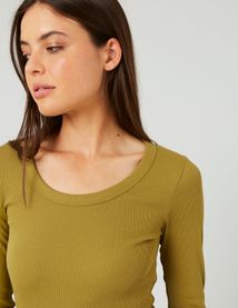 T-shirt côtelé manches longues