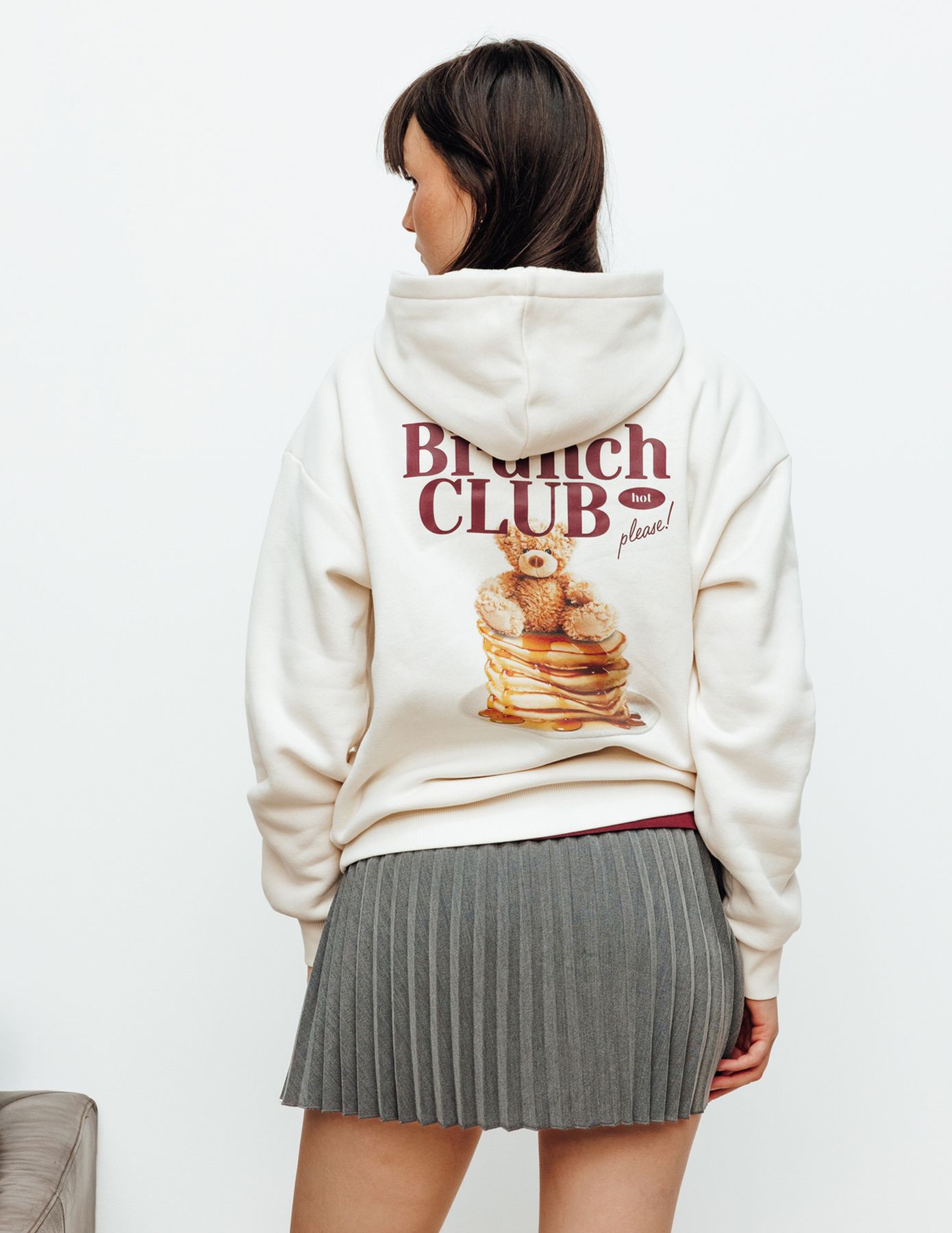 Sweat col capuche imprimé devant/dos