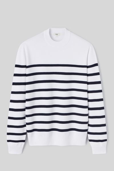 Pull col rond marinière