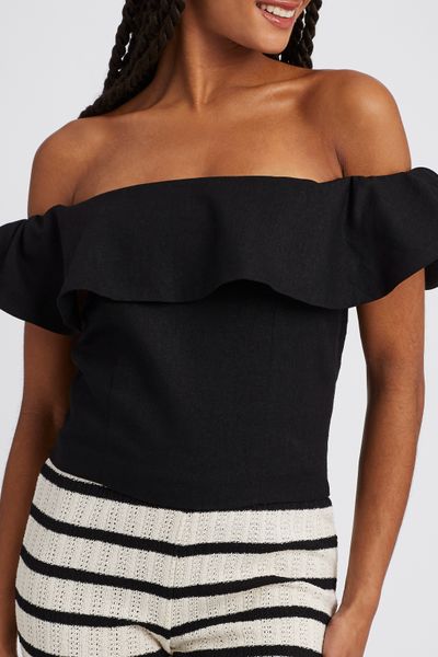 Top &eacute;paules d&eacute;nud&eacute;es en lin