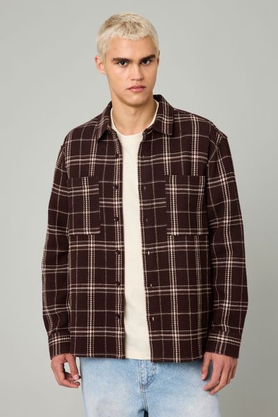 Surchemise waffle &agrave; carreaux