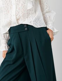 Pantalon fluide ceinture asym&eacute;trique