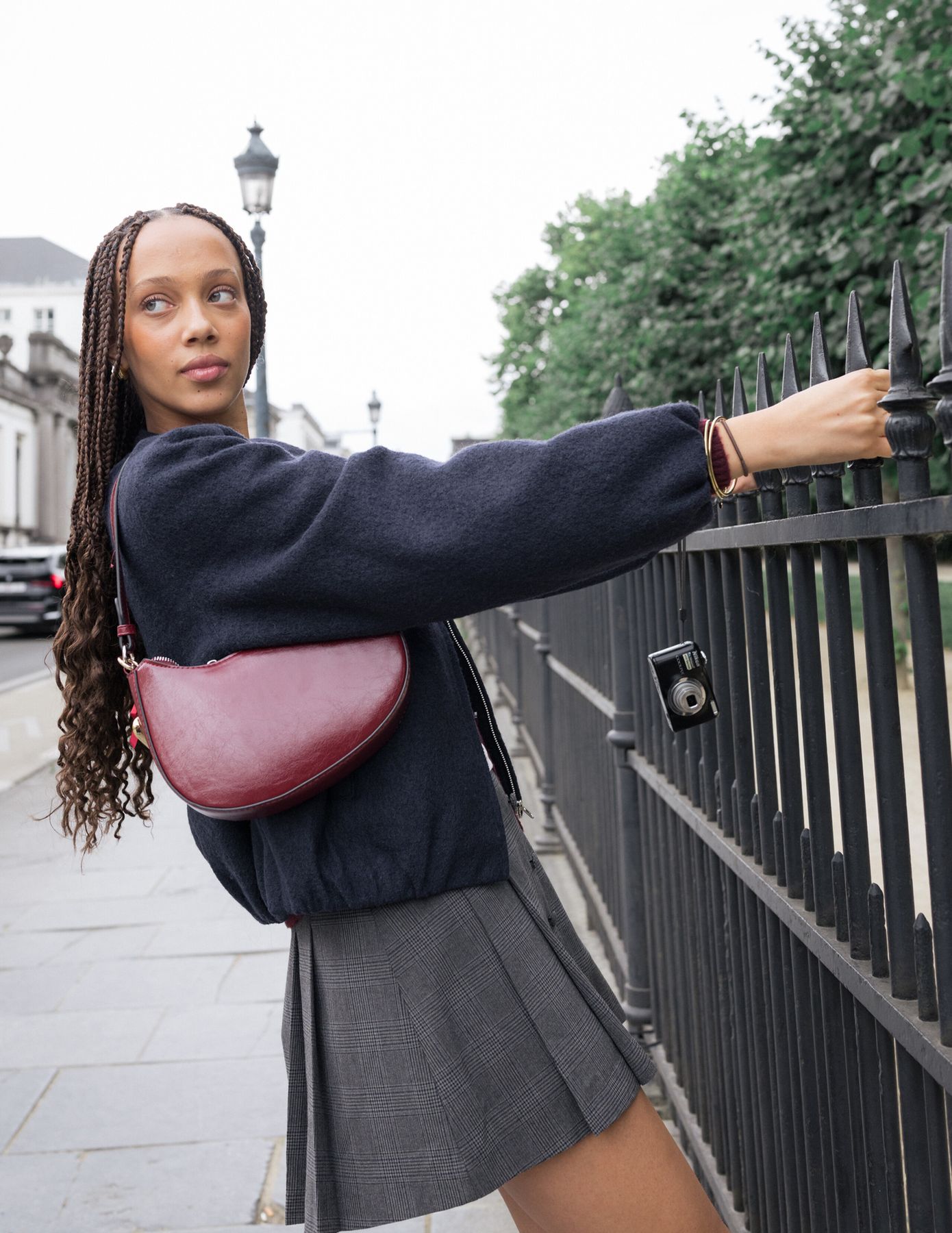 Jupe short pliss&eacute;e &agrave; carreaux