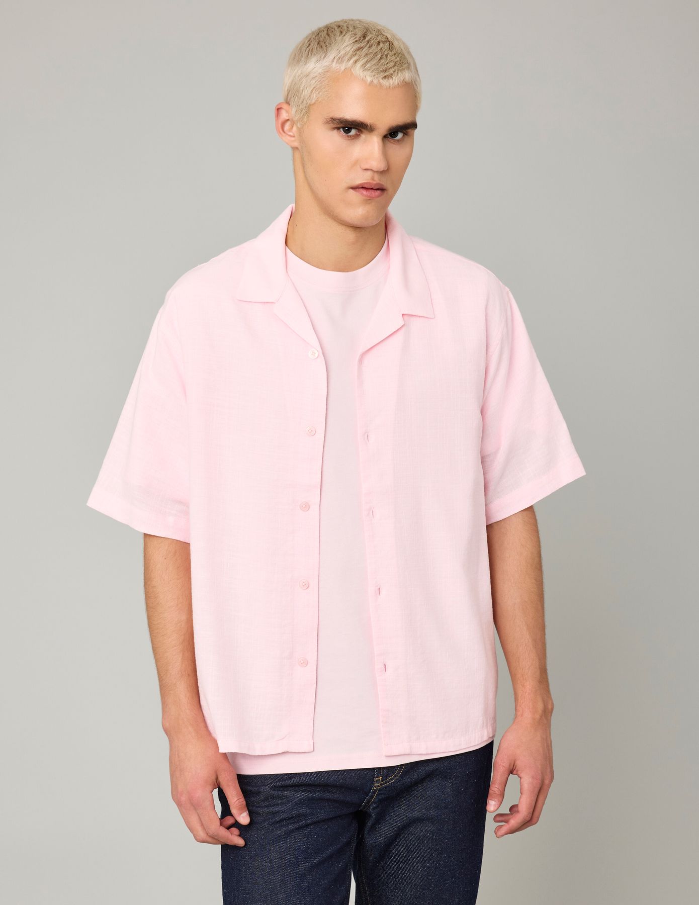 Chemise manches courtes rose