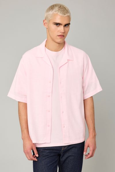 Chemise manches courtes rose