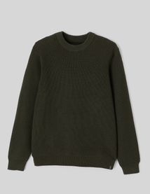 Pull col rond matière fantaisie