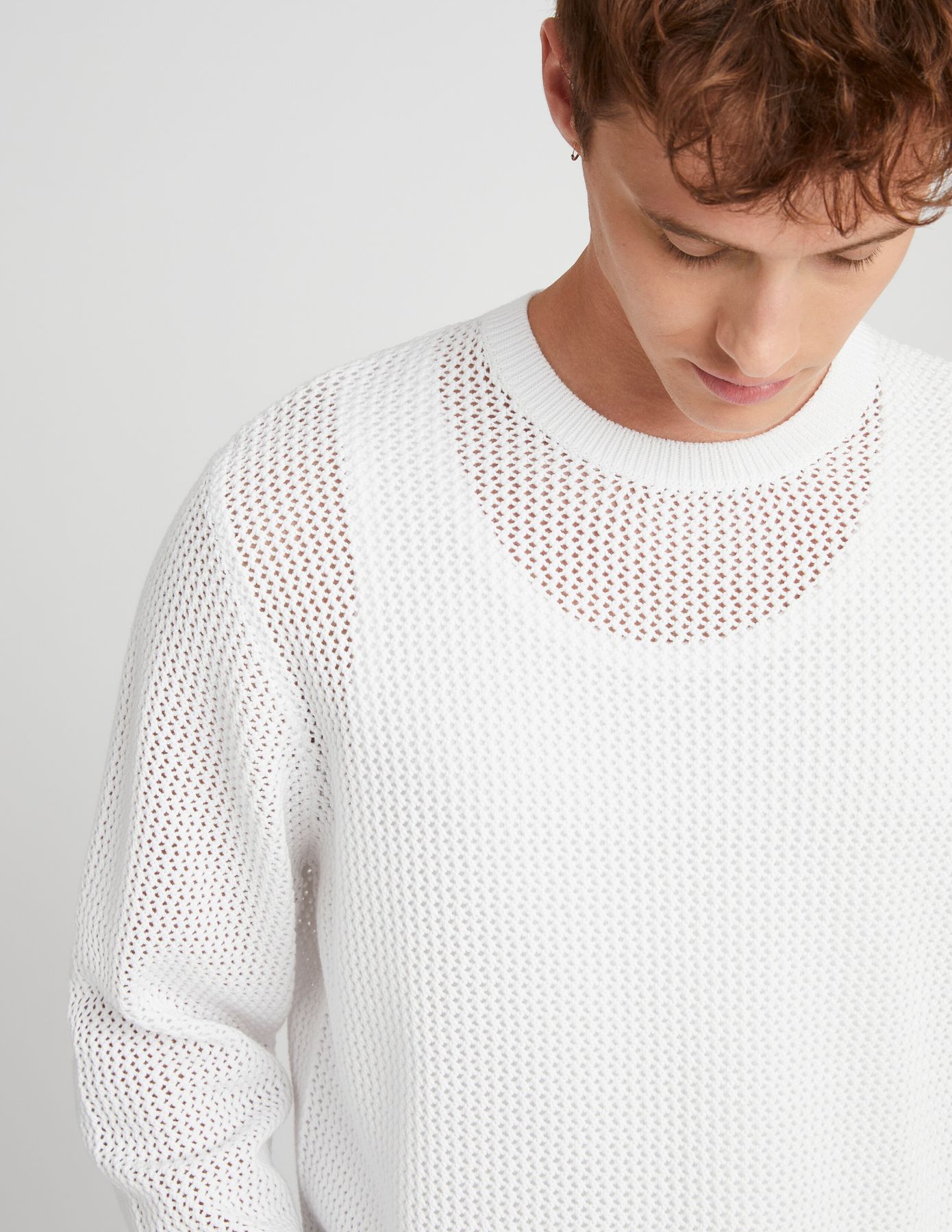 Pull col rond maille ajourée