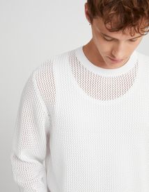 Pull col rond maille ajourée