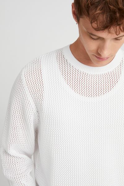 Pull col rond maille ajourée