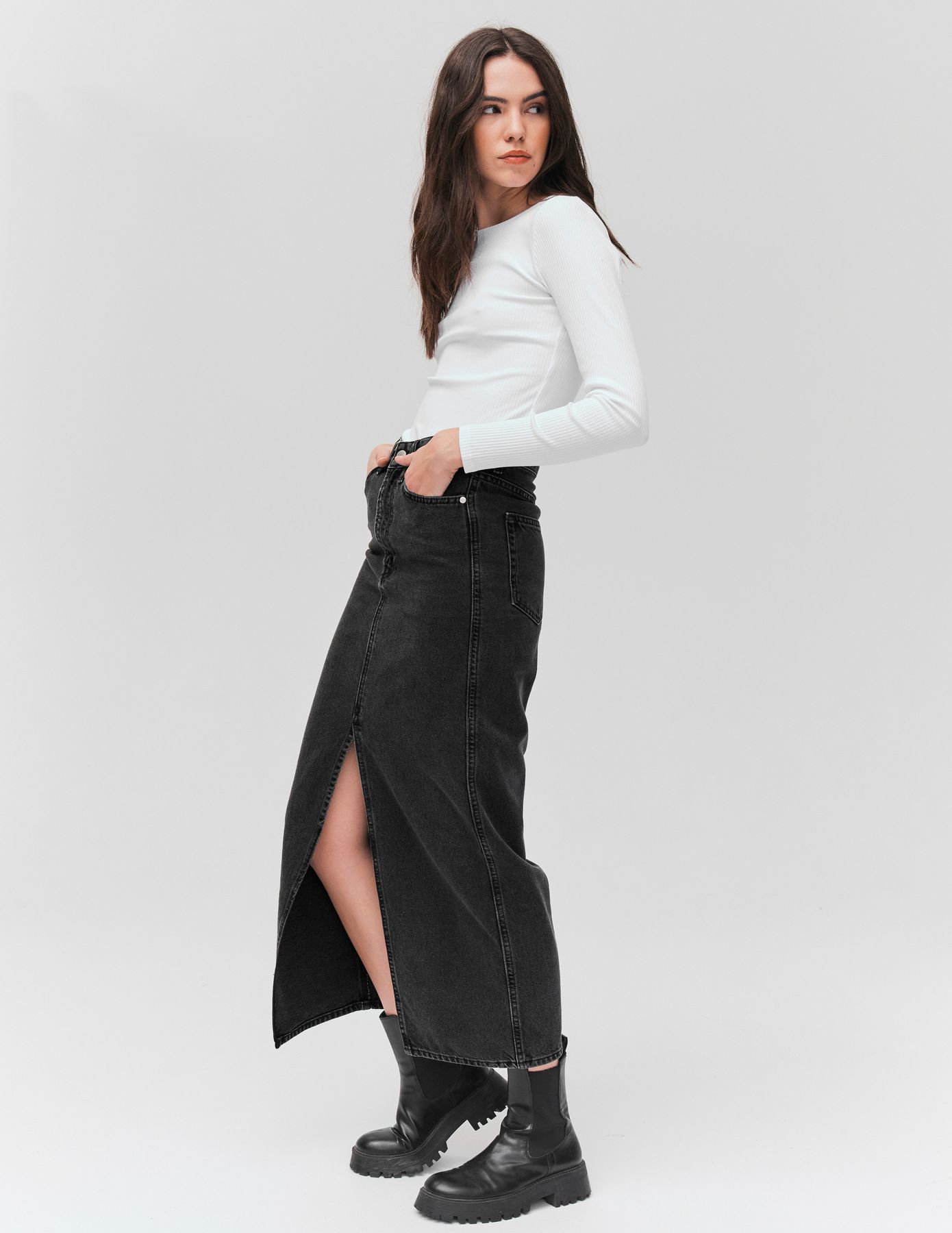 Jupe longue en jean