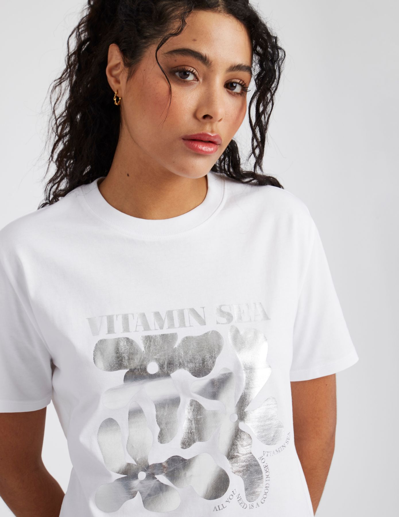 T-shirt imprim&eacute; argent&eacute;