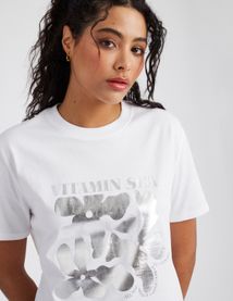 T-shirt imprim&eacute; argent&eacute;