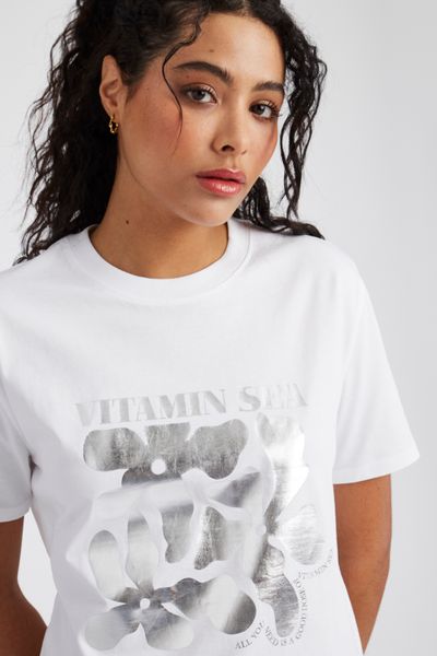 T-shirt imprim&eacute; argent&eacute;