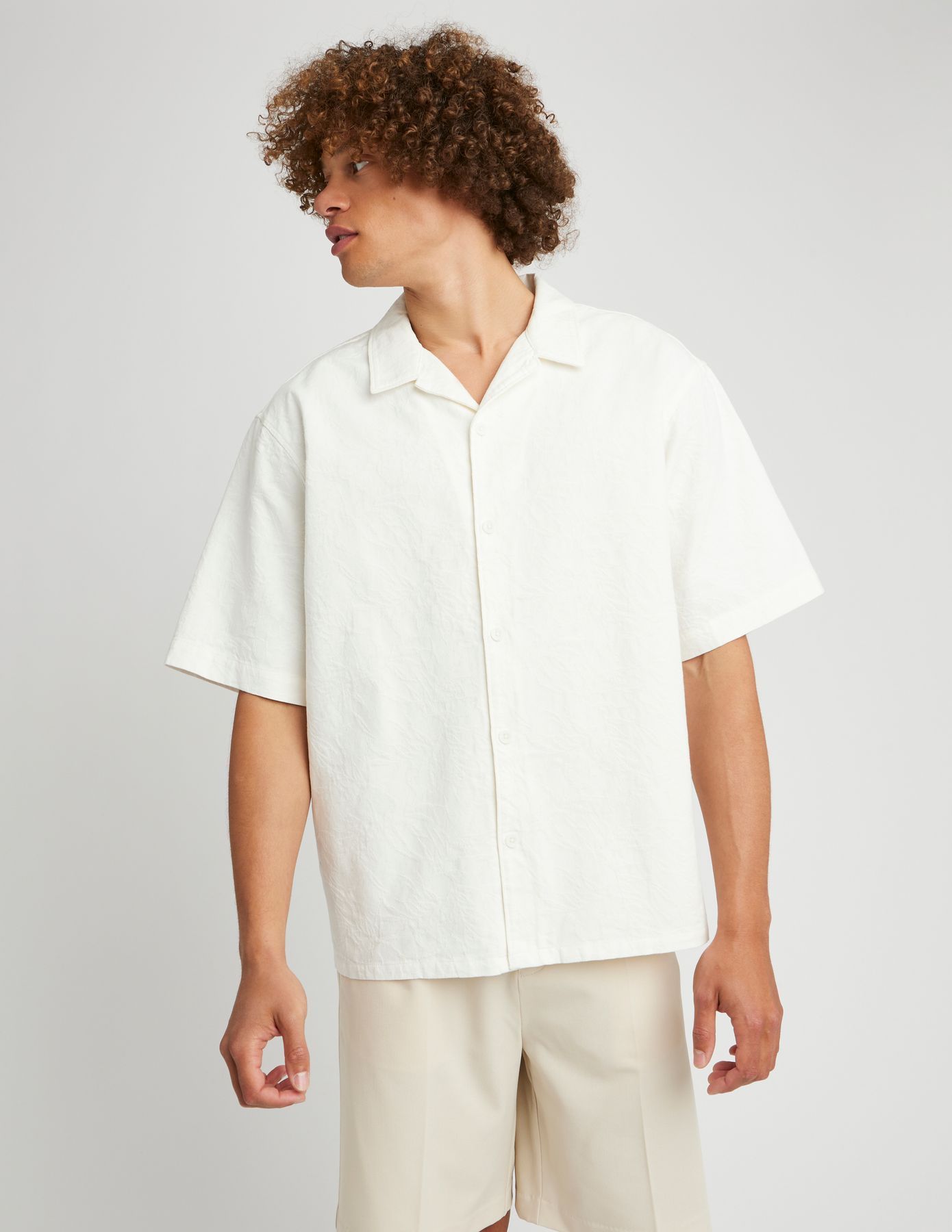 Chemise manches courtes unie jacquard