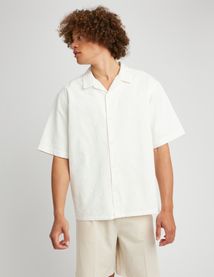Chemise manches courtes unie jacquard
