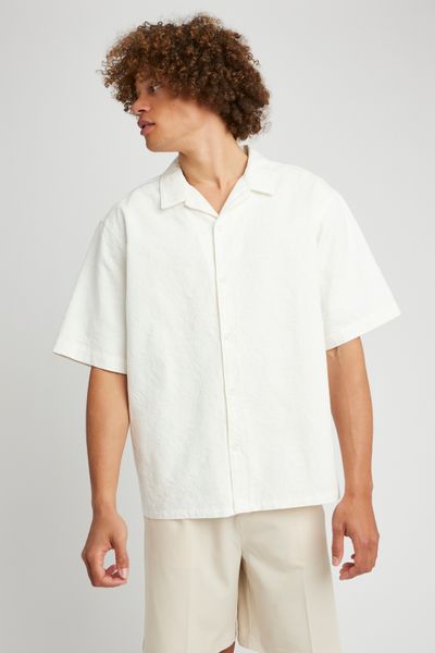 Chemise manches courtes unie jacquard