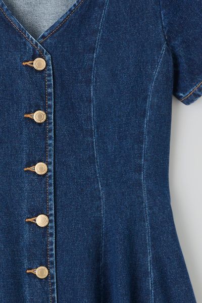 Robe denim boutonn&eacute;e