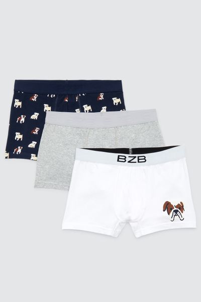 Lot de 3 boxers fantaisie bouledogue