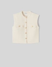 Top sans manches effet tweed