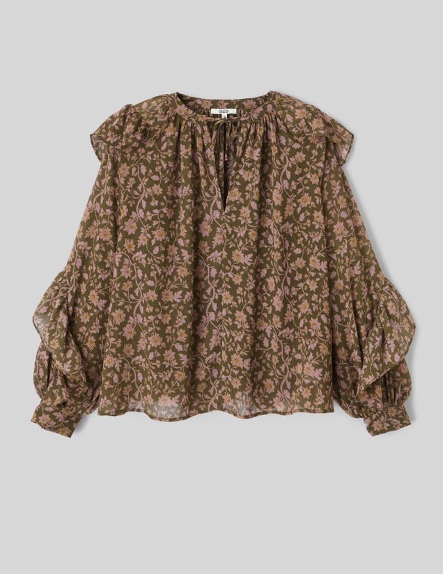 Blouse imprim&eacute;e &agrave; volants
