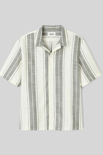 Chemise manches courtes rayées chevron