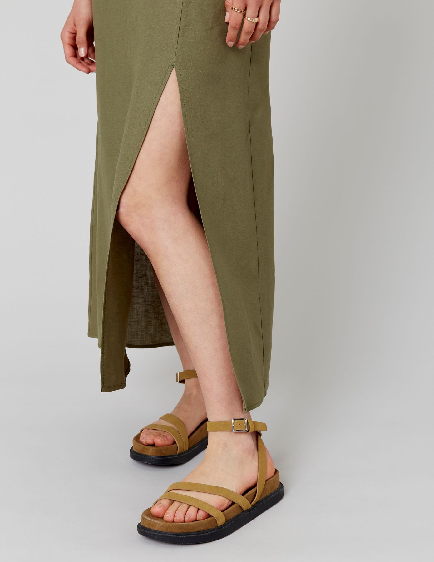 Robe longue unie en lin