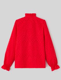 Chemise col montant broderie anglaise