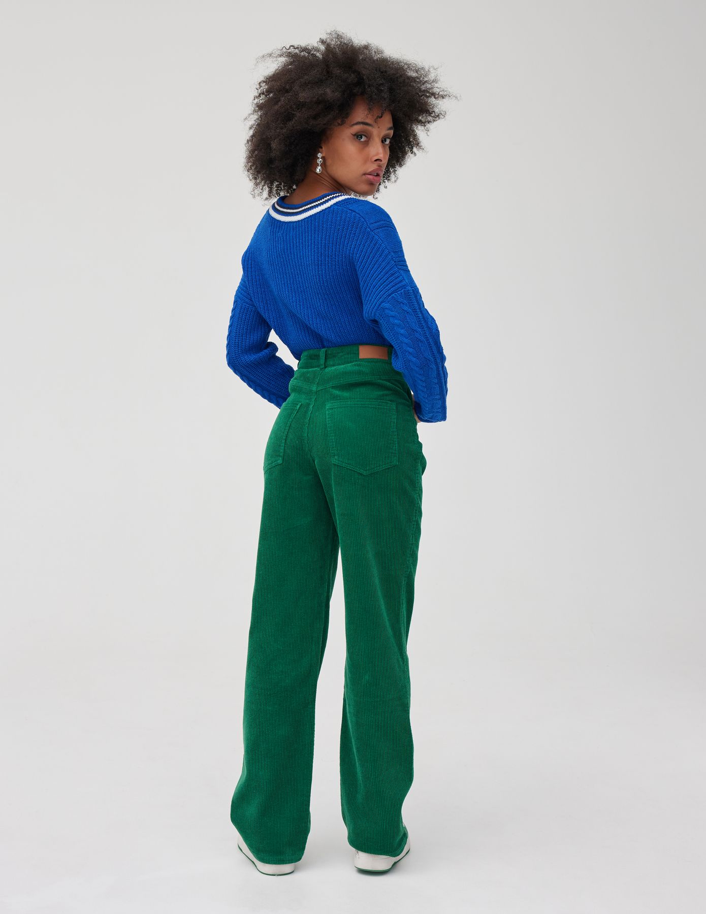 Pantalon velours straight long en coton iab