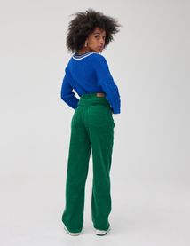 Pantalon velours straight long en coton iab
